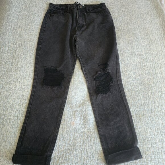 THE ROCKN REV Black Distressed Jeans, Size 8 - Picture 7 of 8
